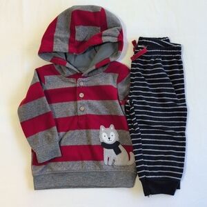 child of mine by carter's striped fleece sweat set 6-9 months baby boy